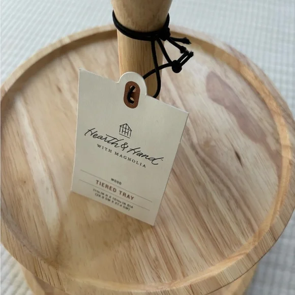 Hearth & Hand with Magnolia Two Tiered Wood Serving Tray Round Shape NWT - Picture 5 of 15
